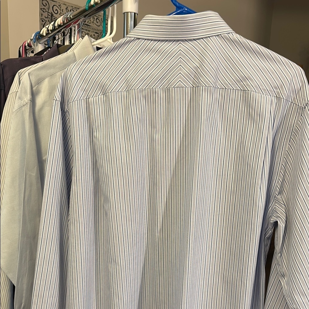 Joseph Abboud Blue and White Pinstripe Dress Shirt non iron - Picture 6 of 7